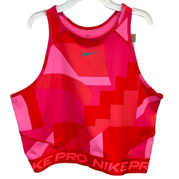 Nike Women's Pro Dri FIT Cropped Training Tank Top Pink FD0954-635 Size 2XL - Picture 4 of 6